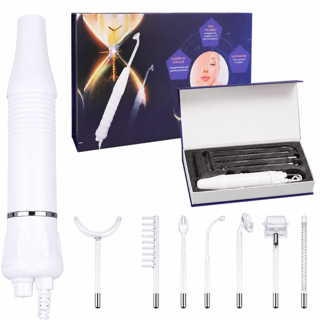 Portable High Frequency Facial Wand with 7 Glass Electrode Tubes